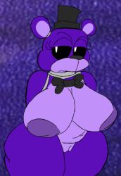 animatronic anthro ass batzcave big_breasts big_butt black_sclera breasts clothing digital_media_(artwork) female five_nights_at_freddy's five_nights_at_freddy's_2 freddy_(fnaf) fur genitals glowing glowing_eyes hat headgear headwear humanoid lagomorph machine mammal nipples nude pussy robot scottgames shadow_freddy shadow_freddy_(fnaf) simple_background solo thick_thighs ursid video_games wide_hips