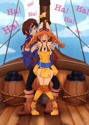 aika_(skies_of_arcadia) neruvous orange_hair sega ship skies_of_arcadia tickling tied_to_pole vyse