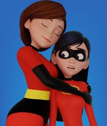 2girls 3d 3d_(artwork) ass big_ass blender_(software) bodysuit daughter disney elastigirl female female_only helen_parr hugging human large_ass legs light_skin milf mother mother_and_daughter pixar smitty34 smooth_skin spandex suit superheroine the_incredibles thick_ass thick_thighs thighs violet_parr