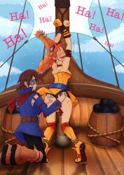 aika_(skies_of_arcadia) neruvous orange_hair sega ship skies_of_arcadia tickling tied_to_pole vyse