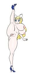 alternate_costume anus blonde_hair blue_eyes breasts charlotte_(fire_emblem) completely_nude fire_emblem fire_emblem_fates high_heels huge_breasts naked_footwear naked_heels nintendo nude nude_female pussy smile vertical_splits zackshun