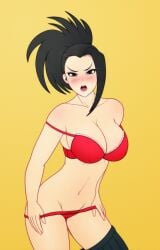 1girls angry babyserval_(artist) blush clothed clothing female female_only human light_skin momo_yaoyorozu mostly_nude my_hero_academia solo tagme undressing