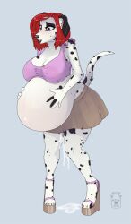 anthro canid canine canis clothing dalmatian domestic_dog female hair hi_res mammal milk-jug pregnant solo