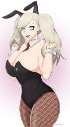 aged_up alternate_breast_size ann_takamaki axel_persona big_breasts blonde blonde_hair bunnysuit fishnets persona persona_5 tagme