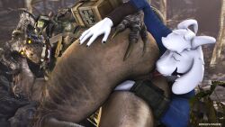 2021 3d 3d_(artwork) absurd_res anal anthro anus artist_name asriel_dreemurr ass bethesda_softworks big_butt bodysuit boss_monster bovid brown_body brown_scales caprine claws closed_eyes clothing darkflash23 deathclaw detailed_background digital_media_(artwork) duo fallout female fingers fur genitals goat hair hi_res horn licking long_ears looking_back lying male male/female mammal on_side oral outside pussy rimming scales scalie sex sharp_teeth short_hair skinsuit source_filmmaker teeth thick_ass_monster thick_thighs tight_clothing tongue tongue_out topwear undertale undertale_(series) vest video_games white_body white_fur white_hair wide_hips yellow_eyes