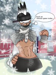 abs adult anthro boxers buldge cartoony male male_only paintball rec_room rec_room_avatar recroom silverknight_(ralexy) snow sweat vr