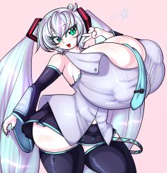 big_breasts blue_hair gigantic_breasts hatsune_miku huge_breasts hyper_breasts imcoffeecakes massive_breasts nipple_bulge pose princecoffeecakes tagme thick_thighs twintails vocaloid