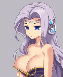 blue_eyes breasts cleavage cygnus_(maplestory) large_breasts lavender_hair lipstick maplestory pack_of_inu tagme white_hair