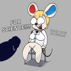 animal_crossing bottomless breasts disembodied_penis female fur glasses labcoat mouse nintendo penis petri_(animal_crossing) pussy swankybones text video_games