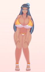 alternate_breast_size baosart big_breasts bikini blue_hair breast_expansion female game_freak huge_breasts nessa_(pokemon) nintendo pokemon pokemon_(game) pokemon_ss rare_candy solo solo_female tagme