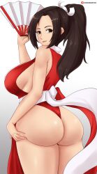 1girls ass big_ass big_breasts breasts brown_eyes brown_hair chronosth1 eye_contact female female_focus female_only gummslime huge_ass huge_breasts king_of_fighters looking_at_viewer mai_shiranui snk solo standing thick_thighs voluptuous wide_hips