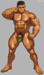 abs bara biceps big_muscles big_penis bodybuilder huge_cock huge_muscles male male_focus male_only muscle muscles muscular muscular_arms muscular_back muscular_legs muscular_male muscular_thighs nipples pecs ruisselait thong veins veiny_muscles veiny_penis