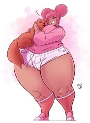 1girls ass bare_legs bare_thighs big_ass big_butt booty_shorts chubby chubby_female fat_ass feline female female_focus female_only fiffer fully_clothed huge_ass huge_butt huge_thighs hyper hyper_ass hyper_butt hyper_thighs jenny_(fiffer) massive_ass pink_hair short_shorts shorts smile solo thick_ass thick_legs thick_thighs thunder_thighs wholesome wide_hips