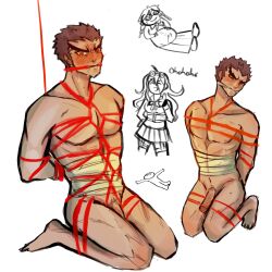 bondage danganronpa danganronpa:_trigger_happy_havoc danganronpa_1 drooling kiyotaka_ishimaru male_only malesub penis s0upydonny smooth_skin sweating tied_up