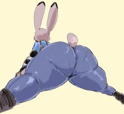 anthro ass clothed clothing disney female fur furry furry_only huge_ass judy_hopps kiseff large_ass police_uniform rabbit rough_sketch tail thick_thighs wide_hips zootopia