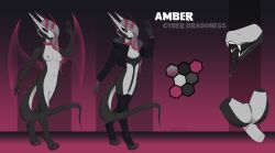 absurd_res amber_apothic anthro apothic cyber_(disambiguation) dragon eyelashes female genitals grey_hair hair hi_res horn long_hair nipple_piercing nipples piercing pussy sharp_teeth slim solo teeth tongue tongue_out tongue_piercing tongue_piercings wings