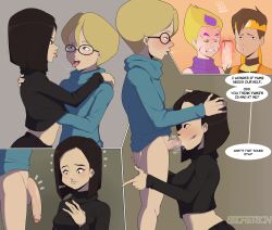 1girls 3boys big_penis black_hair blonde_hair blowjob bottomless busty cartoon_network code_lyoko fellatio female female_focus glasses hourglass_figure jeremy_belpois male netorare odd_della_robbia oral oral_penetration oral_sex penis secretsecretson speech_bubble ulrich_stern wide_hips yumi_ishiyama