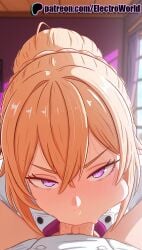 1boy 1girls 2025 2girls :>= ai_generated artist_name blowjob blowjob_face blurry blurry_background blush braid crown_braid deepthroat electroworld fellatio female hi_res high_quality high_resolution highres licking looking_at_viewer multiple_girls nakiri_erina oral oral_sex patreon patreon_username pov purple_eyes shokugeki_no_souma stable_diffusion straight sucking watermark