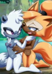 bbmbbf female_only furry naked_female palcomix sonic_(series) sonic_the_hedgehog_(series) tangle_the_lemur whisper_the_wolf yuri