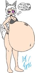 big_breasts deviantart erictheartist4fun large_belly looking_at_viewer pale-skinned_female pale_skin pregnant pregnant_female smile smiling_at_viewer sprunki thick_thighs touching_belly touching_self wenda_(sprunki) white_background white_ears white_hair white_tail