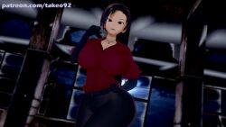 1girls 3d ada_wong ada_wong_(ty_brenneman) black_hair brown_eyes cleavage curvaceous curvy female female_only fully_clothed gloves huge_breasts koikatsu large_breasts looking_at_viewer night patreon pinup posing resident_evil resident_evil_6 revealing_clothes shirt short_hair skimpy skimpy_clothes solo takeo92 text thick thick_thighs tight_clothing tight_pants wide_hips