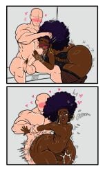 afro anonymous_male artist_logo black_hair blowjob blush both_hands_on_cock cum cumming cumming_from_anal_sex cumming_while_penetrated cumshot dark-skinned_femboy dark-skinned_male digital_media_(artwork) femboy flat_colors fucked_from_behind gay grabbing_arms hearts_around_head hi_res hoop_earrings kojoarts light-skinned_male male muscular_male naked naked_male nude oc open_mouth oral oral_sex rippling_ass saliva shiny_body sloppy sloppy_blowjob slutty_clothes thighhighs tongue_out twitch_lines