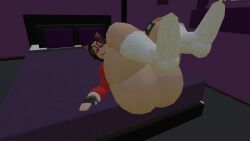 1boy big_ass black_hair cat_ears femboy glasses huge_ass legs_up on_bed rec_room recroom recroom-nsfw thick thick_thighs vr