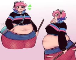 bbw belly_button big_belly double_chin exposed_belly fat outie_navel ramona_flowers scott_pilgrim side_profile