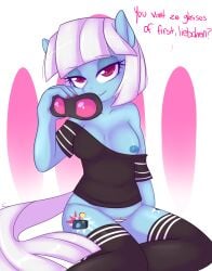 absurd_res anthro anthrofied breasts corrupteddiscipline earth_pony equid equine female friendship_is_magic hasbro hi_res horse mammal my_little_pony nipples photo_finish_(mlp) pony solo white_hair