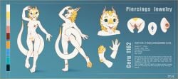 anthro anus arrow_(marking) arrow_pointing_to_crotch artist_logo artist_name bio-engineered blonde_eyebrows blonde_hair blue_eyes breasts ceru_(mstr) clitoris clitoris_piercing close-up color_swatch dancing dipstick_tail directional_arrow eyebrows face_focus feet female fingerpads foot_focus front_view gem genital_piercing genitals hair hand_above_head hand_focus hi_res hoop_piercing horn kobold lean_figure logo markings model_sheet navel navel_piercing neko-me nipple_piercing nipples pawpads piercing pussy raised_arm raised_foot raised_tail rear_view reptilian_tail rhombus_(shape) scales scalie shoulder_length_hair side_boob signature simple_background small_breasts smile solo tail tail_markings tapering_tail text tongue tongue_out white_body white_scales yellow_body yellow_nose_scales yellow_pawpads yellow_scales yellow_tail_tip