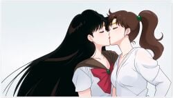 2girls ai_generated bishoujo_senshi_sailor_moon flirting girl_on_girl girlfriend kissing lesbian_couple lesbian_kiss lovers makoto_kino rei_hino sailor_jupiter sailor_mars yuri