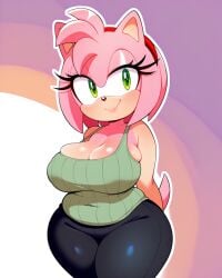 1girls amy_rose anthro anthro_female anthro_only arms_behind_back belly_button_visible_through_clothing big_ass big_breasts big_butt black_leggings chubby chubby_anthro chubby_female cleavage cleavage_overflow curvy curvy_female curvy_figure fat_ass female female_anthro glossy_lips green_eyes half-closed_eyes hedgehog large_ass large_breasts leggings long_eyelashes muffin_top overflowing_breasts pink_fur pinkasswhore plump red_hairband shortstack sideboob skindentation slightly_chubby slightly_chubby_anthro slightly_chubby_female small_tail smile solo solo_female sonic_(series) sonic_the_hedgehog_(series) tail tank_top thick thick_ass thick_eyelashes thick_thighs voluptuous voluptuous_female wide_hips