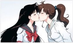 2girls ai_generated flirting girl_on_girl girlfriend kissing lesbian_couple lesbian_kiss lovers makoto_kino rei_hino sailor_jupiter sailor_mars yuri yuri yuri