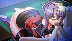 1boy 1girls angry angry_fellatio censored fellatio female femsub forced forced_oral gakuen_de_jikan_yo_tomare glasses head_grab male maledom mosaic_censoring oral pantyhose rape school_uniform tadano_akira teacher