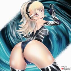 alternate_costume ass black_panties clothing corrin_(fire_emblem) corrin_(fire_emblem)_(female) easyskweezy female fire_emblem fire_emblem_fates nintendo open_mouth panties sideboob solo