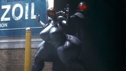 3d chinese_stealth_suit fallout hyper_breasts latex ncr_ranger_(fallout) runn1non