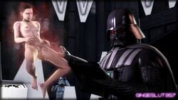 1boy 1girls 3d black_lipstick breasts brown_hair clothed_male_nude_female completely_nude completely_nude_female corrupted corruption darth_vader female glowing_eyes hands-free male nipples nose_ring nude nude_female pubic_hair pussy pussy_juice red_eyes rey sith_rey squirting star_wars xxxgingeslut357xxx