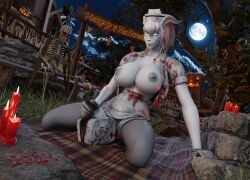 1girls 3d big_breasts blizzard_entertainment draenei elly_(draenei) female female_only freysward halloween huge_breasts original_character solo thick_thighs voluptuous voluptuous_female warcraft white_hair white_skin wide_hips world_of_warcraft