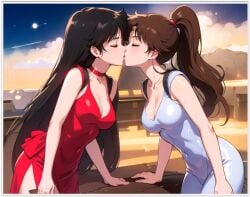 2girls ai_generated bishoujo_senshi_sailor_moon flirting girl_on_girl girlfriend girlfriends kissing lesbian_couple lesbian_kiss lovers makoto_kino rei_hino romantic sailor_jupiter sailor_mars yuri