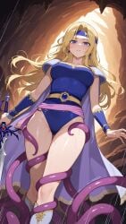 ai_assisted ai_generated belly blonde_hair cave celes celes_chere ecchi female final_fantasy final_fantasy_6 hentai pregnant pregnant_female tentacle_rape