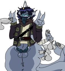 2_penises 3_arms 3_eyes 4_fingers ass_grab bandaged_arm black_hair blue_blush blue_eyes blue_skin blue_tongue blush blush_lines blushing_male brown_jacket brown_scarf digital_media_(artwork) floating_penis gay grabbing_ass gripping_ass gun_holster human_penis jabot jacket light_blue_skin male_monster mentally_unwell_right_now monster monster_boy monster_male multi_arm multi_eye multi_genitalia multi_limb multi_penis multiple_penises needlemond orgy peace_sign penis pressure_(roblox) roblox roblox_game scarf sebastian_solace shitpost short_hair simple_background small_penis stroking_penis tongue tongue_out white_background yaoi