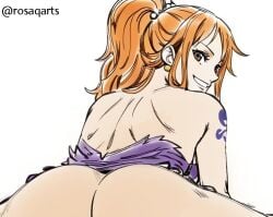 1girls clothing dress female female_only looking_at_viewer nami nami_(one_piece) one_piece paid_reward_available pov reverse_cowgirl_position rosaqarts sex solo