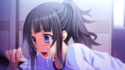 1girls after_fellatio cum cum_in_mouth female female_only gakuen_de_jikan_yo_tomare tadano_akira time_stop