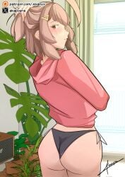 1girls akapoera ass ass_focus black_panties digital_drawing_(artwork) digital_media_(artwork) female female_focus female_only looking_at_viewer looking_back louka_(akapoera) original_character panties sweater