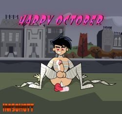 black_hair cum cumming danny_phantom dildo dildo_in_ass evil_danny gay halloween halloween_costume halloween_theme imsohott mind_control nsfw red_eyes yaoi