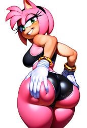 1girls ai_generated amy_rose anthro ass ass_focus ass_grab bracelet calvin_klein eulipotyphlan female female_only fur furry gloves gold_(metal) gold_bracelet gold_jewelry grabbing_ass grin hand_on_ass hand_on_butt headband hedgehog looking_at_viewer looking_back mammal novelai pink_body pink_fur pink_hair rear_view sega short_hair simple_background sonic_(series) sonic_the_hedgehog_(series) sports_bra white_background white_gloves