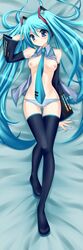 aqua_eyes aqua_hair breasts dakemakura-koubou dakimakura hatsune_miku legwear long_hair looking_at_viewer necktie nipples panties source_request stockings striped_panties thighhighs topless twintails underwear vocaloid