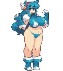 animated blue_hair breasts disappearing_clothes female large_breasts pixel_art pussy suddenly_naked tagme tecna_(yumurama) transparent_background yumurama