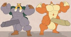 anthro balls floatzel furry hyper hyper_penis male male_only muscular muscular_male penis pokémon_(species) pokemon size_comparison somniumfox stoutland tagme veiny_penis