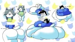 1girls :3 belly black_hair breasts broken_english english_text fat female female_focus female_only furry hips immobile immobilization large_breasts laying_down obese obese_female overweight overweight_female stomach tailwag temmie temmie_(undertale) text thick_thighs thighs undertale undertale_(series) wamnugget weight_gain white_fur wide_hips